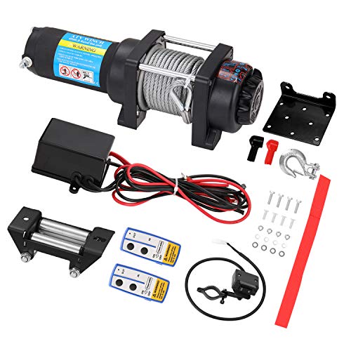 Doneioe Cabrestante eléctrico 12,0 V / 24 V Cabrestante montado en vehículo Cabrestante para vehículos todoterreno Campo de auto rescate Cabrestante pequeño Herramientas de elevación y transporte