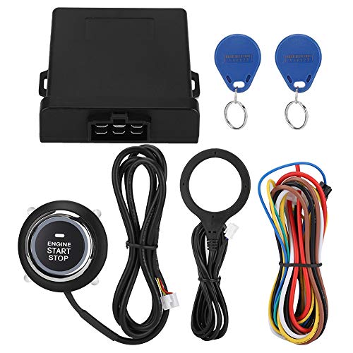 EBTOOLS Botón de Arranque Inteligente del Motor del Coche, Alarma de Coche RFID con Motor 3-5CM Push Start Stop Botón de parada Sistema de Alarma Antirrobo/Bloqueo de Motor RFID