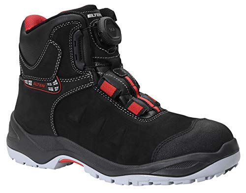 Elten Till Boa Mid Esd S3 - Botas de seguridad para hombre y mujer (cierre BOA, piel de vacuno, puntera de acero, protección contra la perforación: textil), 40, Negro