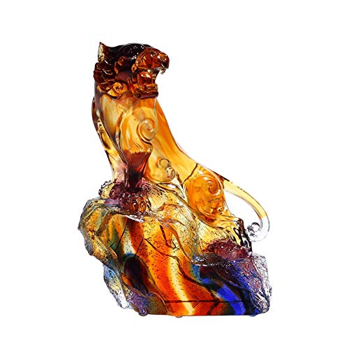 Estatuas de Feng Shui Figurina de tigre de cristal - Colección de animales de arte Color Color Home Feng Shui Escultura Escultura Decoración del coleccionista Artículo para regalos y souvenirs Estatua