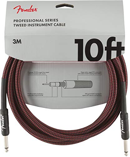 Fender 099-0820-061 Cable de instrumentos de la serie profesional - 10 '- STR/STR - Tweed rojo