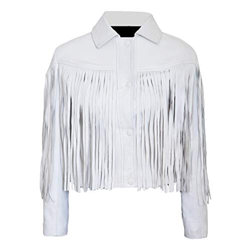 Ferris Buell's Day Off Elegante Mia Sara Traje Fringe Chaqueta de Cuero Real