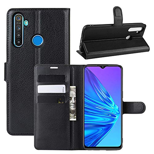 Fertuo Funda para Realme 6i / Realme 5 / 5i / Realme C3, Carcasa Libro con Tapa de Cuero Piel Wallet Case Flip Cover con Kickstand, Hebilla Magnetica, Ranuras para Tarjetas para Realme 6i, Negro