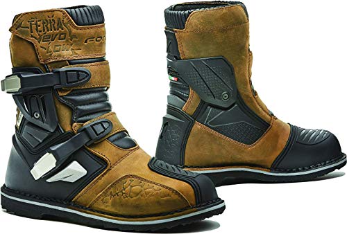 Fora Terra EVO Low WP - Botas de Moto homologadas CE, Color marrón T45