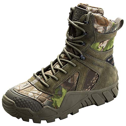 Free Soldier Botas de Caza para Hombres Botas Militares de Combate de Tiro Alto con Cordones Zapatos Ligeros para Todo Terreno para Senderismo, Trabajo, Selva(Camouflage,45 EU)