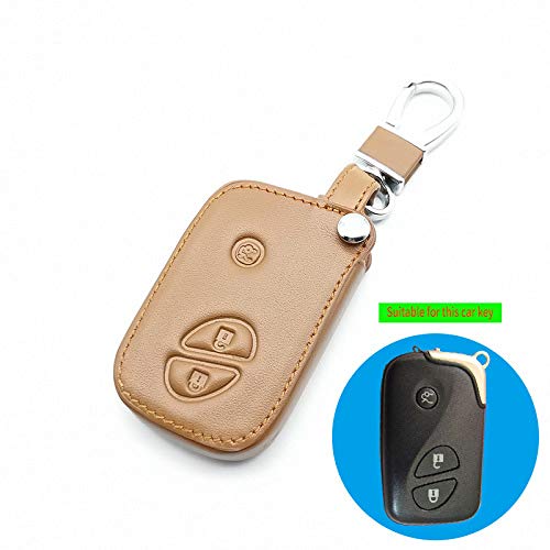 Funda de Cuero para Llave del Coche Cubierta de la Caja 3 Botones Control Remoto sin Llave Ingrese al Estilo del automóvil, para Lexus Is GS RX NX ES LS LX RC, Marrón, XL