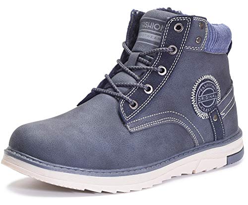 Gaatpot Hombre Botas de Nieve Cálidas y Cómodas Zapatos de Invierno Fur Forro Aire Libre Zapatillas de Deporte Botas de Nieve Senderismo Azul 45 EU