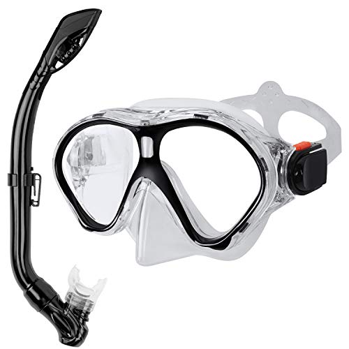 Gintenco Buceo Snorkel y Máscara de Antivaho Gafas de Natación para Adultos Unisex Buzo Natación Bucear Equipo de Buceo Máscara de Ajustable Amplio ángulo de Visión Panorámica