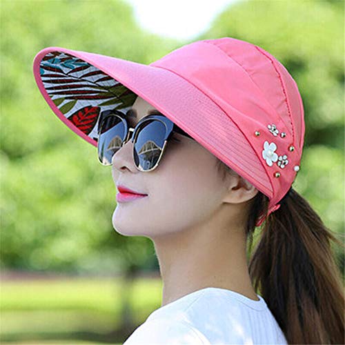 Gorra proteccion solar,Sombreros para el sol para mujeres Viseras Sombrero Pesca Fisher Beach Hat Gorra de protección UV Negro Casual Mujeres Gorras de verano Cola de caballo Sombrero de ala ancha-4