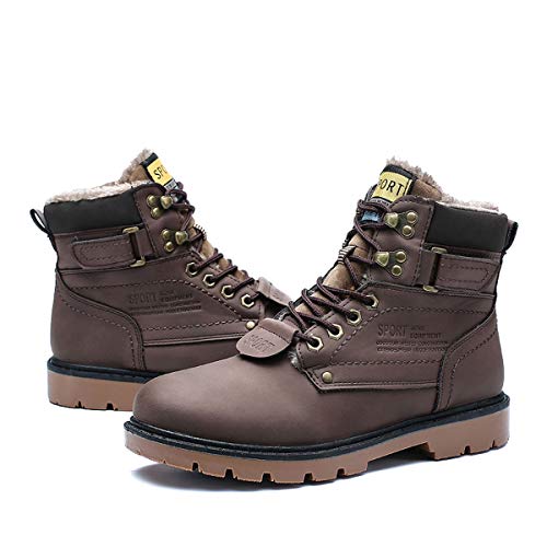 gracosy Hombre Botas de Nieve Invierno Trekking Zapatos 2020 Calientes Sneakers Antideslizante Botines Al Aire Libre Senderismo Cordones Negro,Talla pequeña