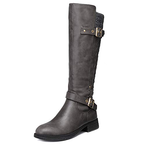 gracosy Rodilla Alta Botas Mujer Tacón Bajo Zapato Señoras Nieve Botas Mujer Botas de Cuero Piel Forrado Invierno Cálidas Antideslizante Hermoso Cremallera Casuales