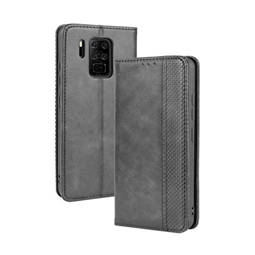 HAOYE Funda para Oukitel C18 Pro, Cuero Retro Cover, Piel PU Suave Flip Folio Caja Soporte Plegable Funda Cáscara, Wallet Case con Ranuras para Tarjetas, Negro