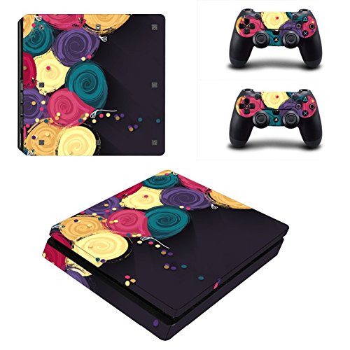 Happyit PS4 Slim Skin Sticker Pegatina protectora de piel Vinyl Decal para Sony PlayStation 4 Slim Consola + 2 protectores de pantalla (C) (C1)