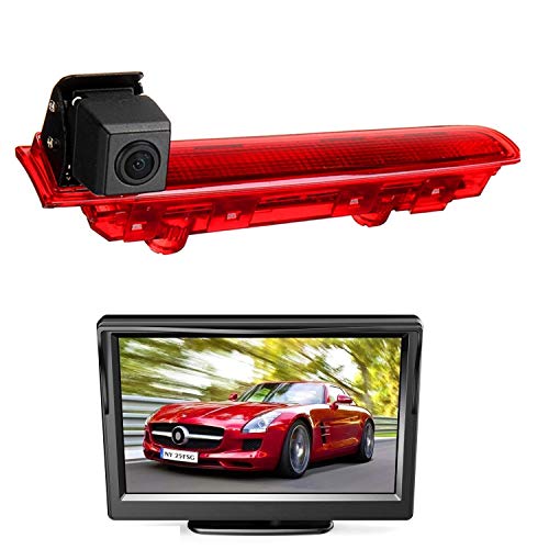 HD 720p Cámara de Visión Trasera 3. Luz freno Cámara marcha atrás + 5 "Monitor para Transporter VW T5 T6 Caravelle/Multivan 2010-2016