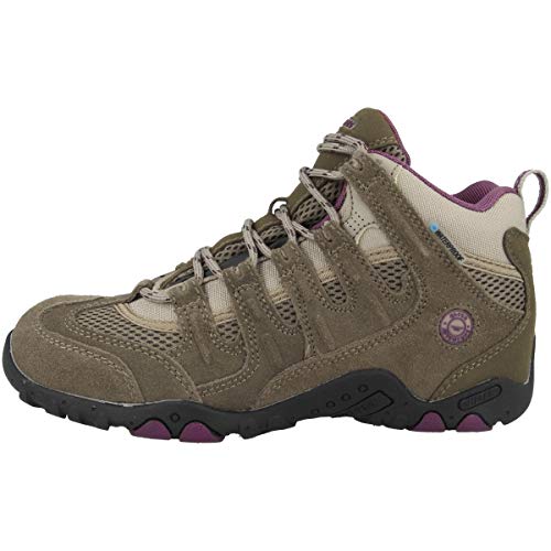 Hi-Tec Quadra Mid WP Womens, Botas de Senderismo Mujer, Beige (Taupe/Plum 41), 37 EU