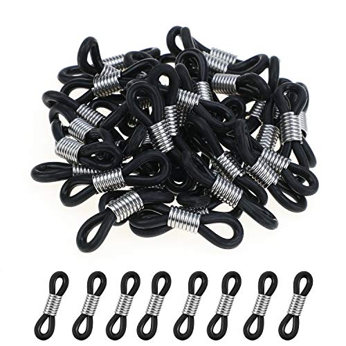 Hifot 40pcs Accesorio Conector para Cadena Gafas Antideslizante Cordón Extremos de Silicona para Correa Gafas Cuerda Gafas Soporte Negro 22x5mm