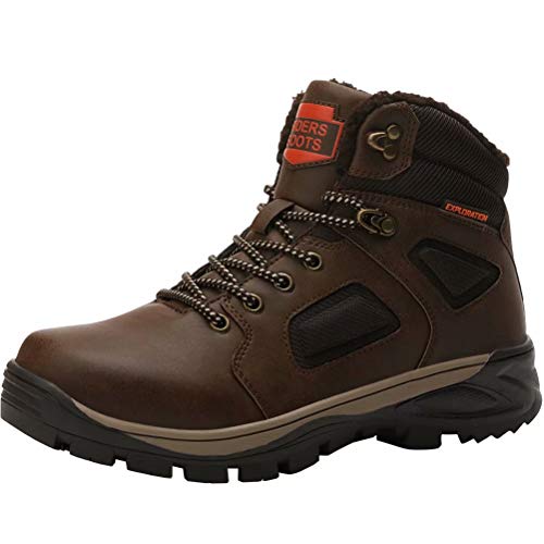 Hombre Botas de Nieve Impermeable Botas de Invierno Forro Piel Zapatillas Trekking Senderismo Sneakers Marrón 40