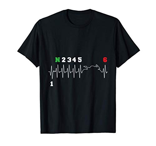 Hombre Motocicleta cambio de marcha latido del corazón Motociclista Camiseta