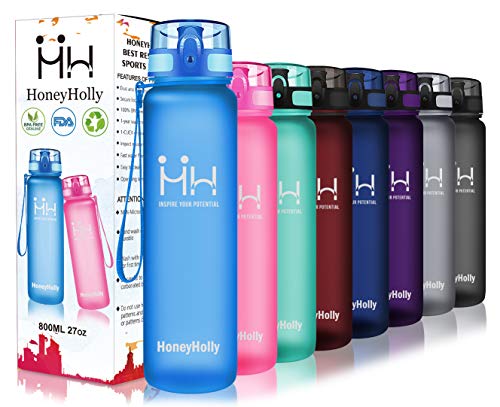 HoneyHolly Botella de Agua Deportes 350ml/500ml/800ml/1000ml/1500ml Sin Bpa & Apertura con un Solo botón Reutilizable Filtro Botella Gimnasio Tritan Plástico para Niños, Sport, Gimnasio, Trekking