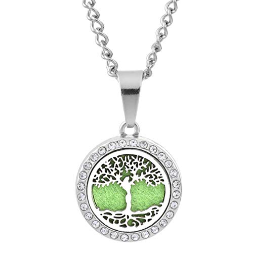 HUAYING Collar de aromaterapia con colgante de árbol de la vida con forma de copo de nieve, colgante magnético de aceite esencial, perfume y aroma