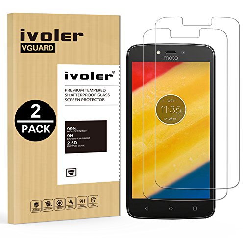 ivoler [3 Unidades] Protector de Pantalla para Motorola Moto C Plus, Cristal Vidrio Templado Premium