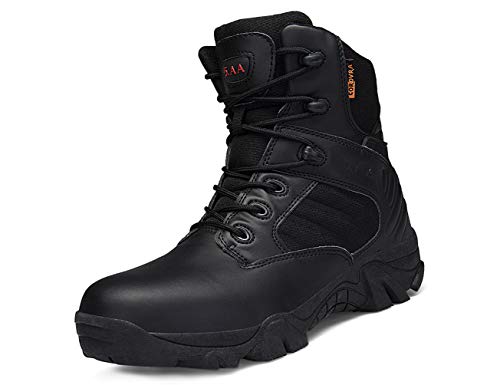 IYVW 5.AA 1333 Botas Tácticas para Hombres, Botas De Trabajo, Camping, Senderismo, Botas De Protección para Campo Traviesa, Impermeables Y Duraderas Negro 39 EU