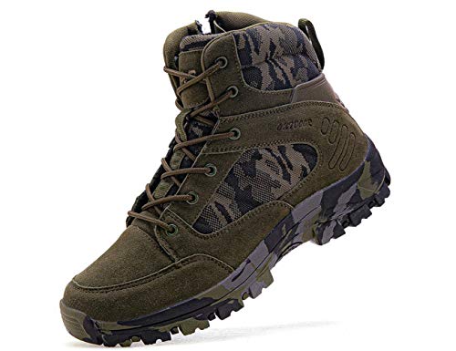 IYVW OU7 X82 Botas militares para homens Botas casuais para deserto Sapatos de caminhada Botas táticas ultraleves com cordone Botas de combate ao ar livre Verde 46 EU