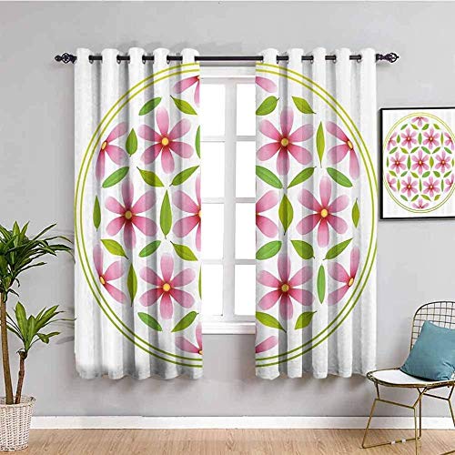 JNWVU Opacas Cortinas Dormitorio - Blanca Flor Sencilla idílica - Impresión 3D Aislantes de Frío y Calor 90% Opacas Cortinas - 234 x 183 cm - Salon Cocina Habitacion Niño Moderna Decorativa