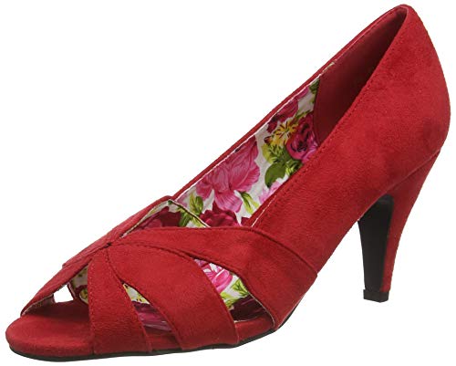 Joe Browns Sunset Boulevard Peeptoes, Zapatos Planos Mary Jane Mujer, Rojo, 40.5 EU