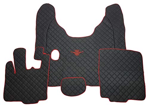 Juego de alfombrillas de mano izquierda para camión MANUAL caja de cambios accesorios decoración negro rojo Eco cuero