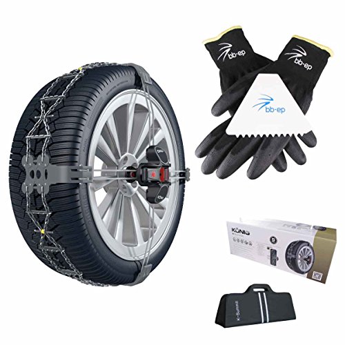 König | Thule Nieve Cadena K de Summit – La Exclusiva, fácil y Limpia Solución – Autorizado para Honda Civic Hybrid con el neumático tamaño 195/65 R15 en Juego con EP BB Guantes