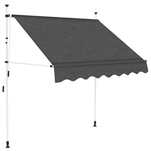 Kshzmoto Toldo retráctil Operado manualmente Proteccion Solar Toldo de Brazo articulado Toldo de Abrazadera terraza Toldo de balcón 150 cm Antracita