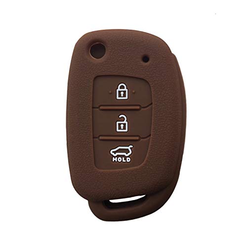 KUNYI Caja de Claves de Silicona Cubierta de Coche Compatible con Hyundai Tucson Sonata IX35 IX25 i20 Creta Santa FE FE GLS Deporte Elantra REAINA Caso DE Clave Fob (Color : Brown)