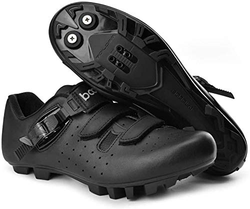 KUXUAN Calzado de Ciclismo de Carretera para Hombre,Zapatillas MTB Bike Unisex Adultos Techne,Black-MTB-UK7=41EU=US8