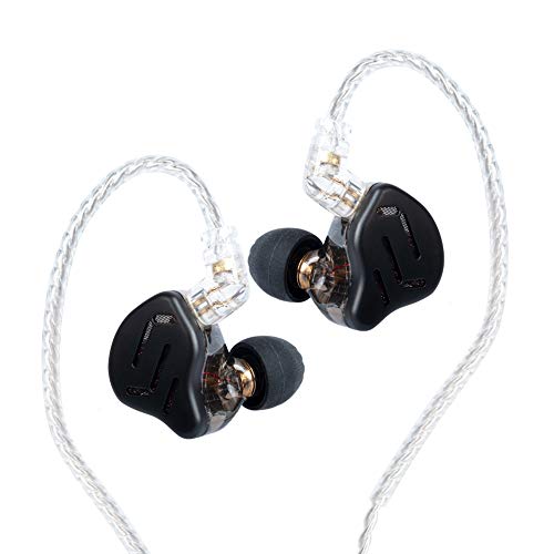 KZ ZAX 1DD 7BA HIFI - Auriculares in-ear con monitor de músico, auriculares híbridos de metal con cable de auriculares desmontable (sin micrófono, negro)