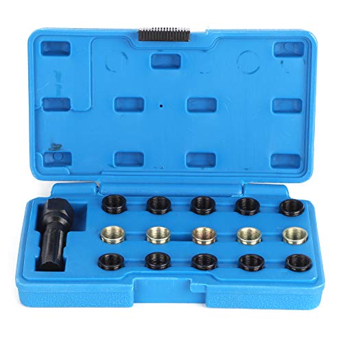 Ladieshow Herramienta de enhebrado, 16Pcs/Set Kit de reparación de roscas de bujía Herramienta de enhebrado de Grifo M14 x 1,25 mm