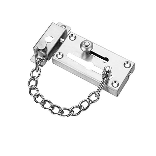 LAITER1 pcs Cadena de Puerta de Seguridad de Acero Inoxidable 201 Acabado Cepillado Color Plata con Cerrojo Deslizante con Tornillos para Puertas Interiores Puerta Madera Metal para el Hogar Niños