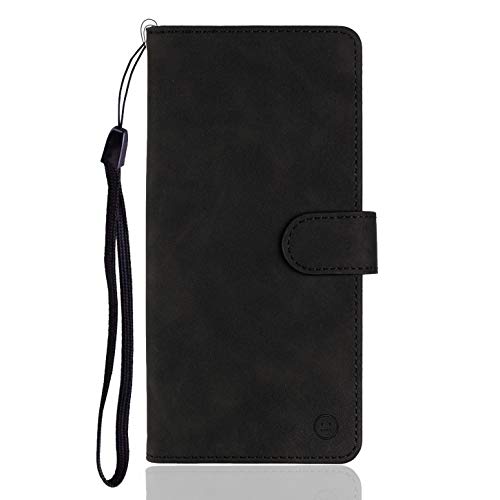 Langlee - Carcasa para Oukitel C21, funda de piel sintética, con ranuras para tarjetas y monedas, cierre magnético, correa y serie pura, color negro