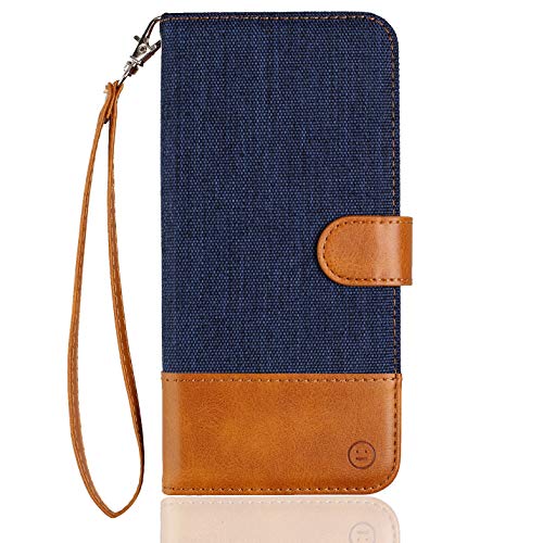 Langlee - Carcasa para Oukitel C21, funda de piel sintética, ranuras para tarjetas y monedas, cierre magnético, correa azul