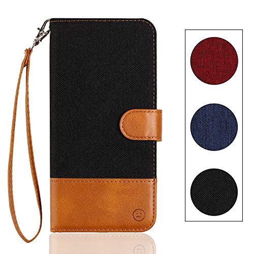 Langlee - Funda para OUKITEL C12 Pro, funda de piel sintética, ranuras para tarjetas y monedas, cierre magnético, correa de mano