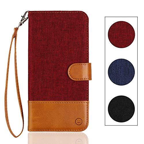 Langlee - Funda para OUKITEL C18 Pro, funda de piel sintética, ranuras para tarjetas y monedas, cierre magnético, correa de mano