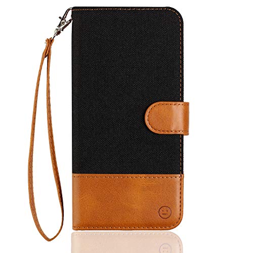 Langlee - Funda para Oukitel C8, funda de piel sintética, ranuras para tarjetas y monedas, cierre magnético, correa de mano