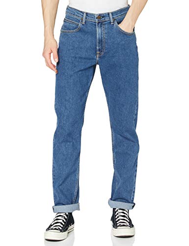 Lee Brooklyn Straight Jeans, Azul (Mid Stonewash), 42W / 34L para Hombre