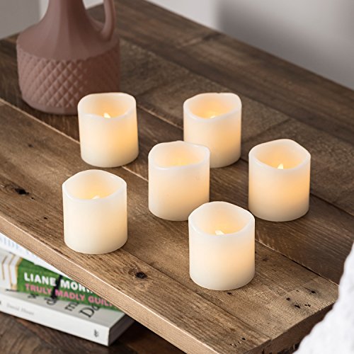 Lights4fun - Juego de 6 Velas Sin Llama de LED de Cera Natural de Pilas