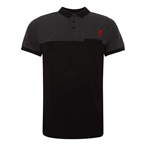 Liverpool FC Polo LFC Hombre Negro Bloque de Color Bousilla LFC Oficial