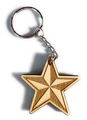 Llavero de madera 'Estrella de Navidad' grabado, gran regalo para mujeres y hombres, hecho a mano en Alemania, 4 x 4 cm