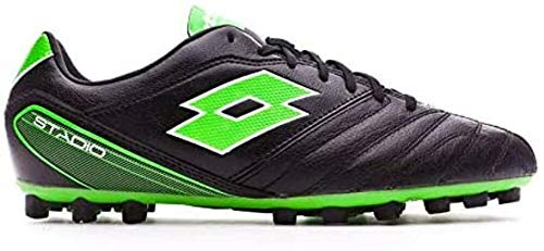 Lotto Stadio 300 H28, Bota de fútbol, Black-Mint Fluor, Talla 11 US (44 EU)