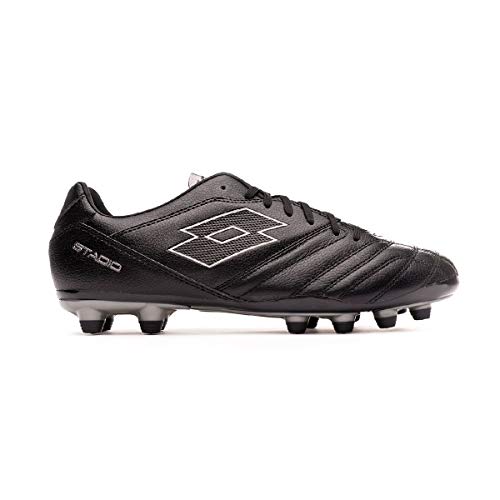 Lotto Stadio 300 II FG, Bota de fútbol, All Black-Gravity Titanium, Talla 9 US (42 EU)