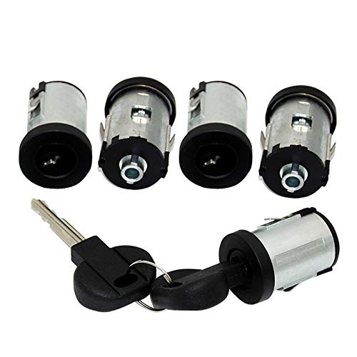 Luckyhfj Juego de bombín de Cerradura de Puerta Conjunto Completo De Cerradura De La Puerta Set De Barril 5pcs / Ajuste para Peugeot Expert 1996-2007 / Fit para Citroen 4162.C9 (Color : Black+Silver)