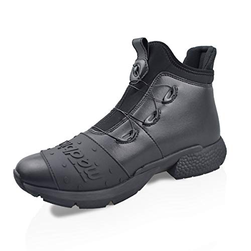 MADBIKE RACING EQUIPMENT Botas de Motocicleta Ligeras para Hombres Zapatillas de Carreras Deportivas de Motocross Impermeables Suela Antideslizante (Black, 40 EU)